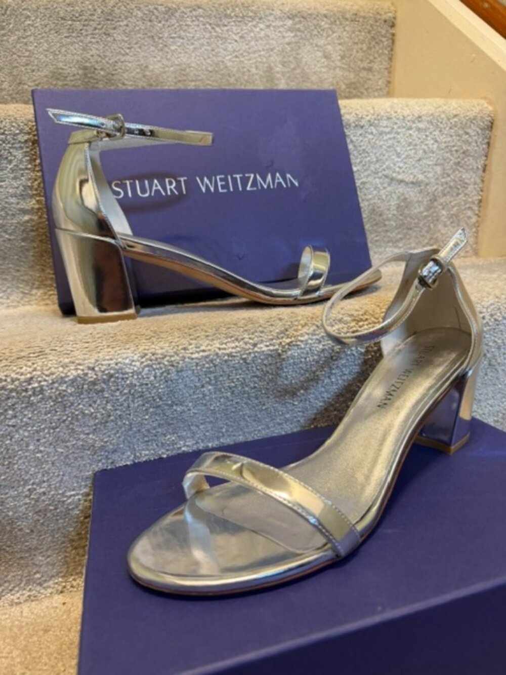 Stuart Weitzman silver sandals